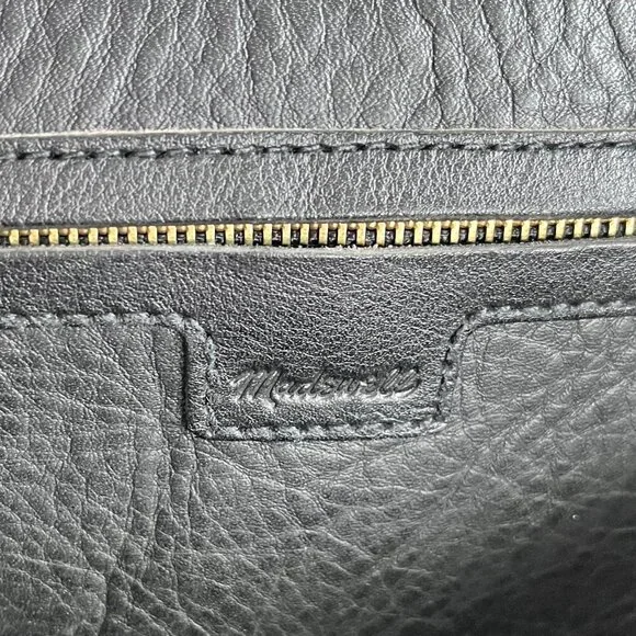 Madewell Medium Transport Tote Black Leather Open Top Shoulder Bag Classic - Picture 4 of 14